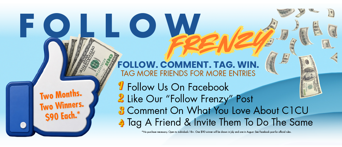 C1CU anniversarFollow Us On Facebook
Like Our “Follow Frenzy” Post
Comment On What You Love About C1CU
Tag A Friend & Invite Them To Do The Samey giveaway.